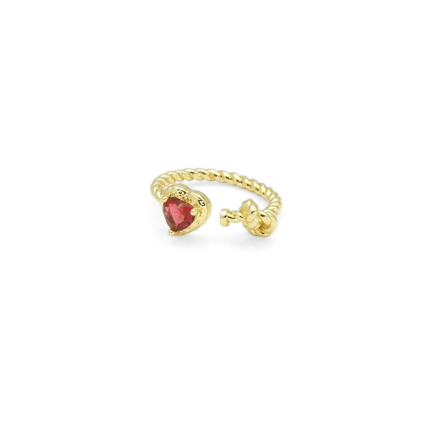 Gold Colorful CZ Heart Twisted Knot Adjustable Ring, Sku#LK877