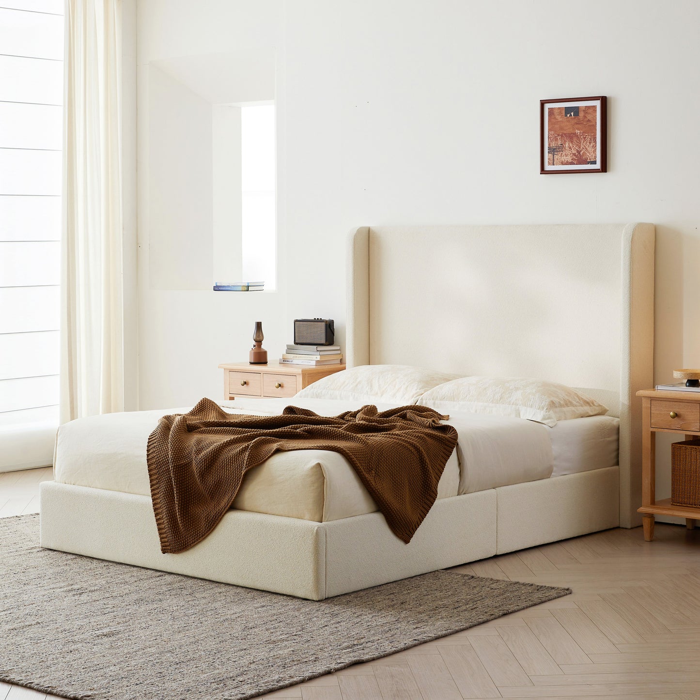 Carmen Upholstered Wingback Bed Frame