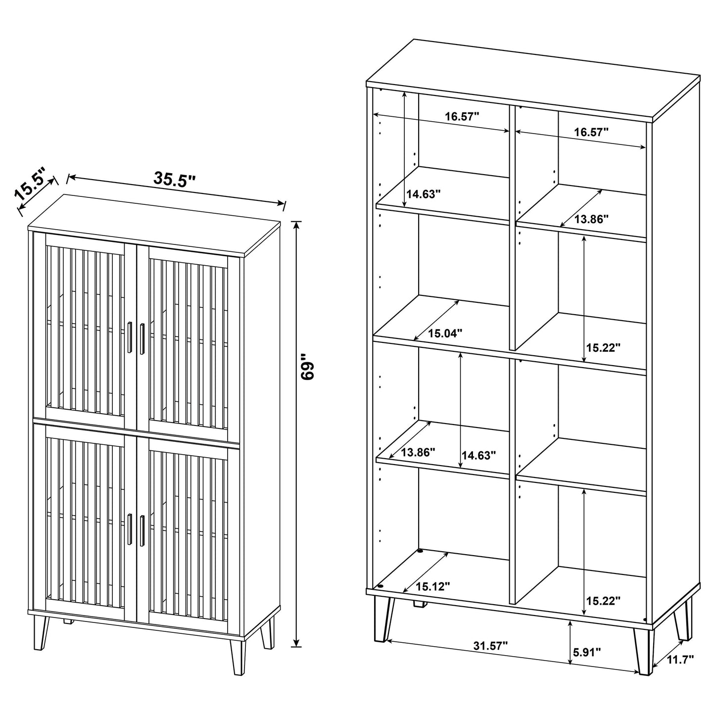 Sakai Dark Pine 4-Door Tall Accent Cabinet
