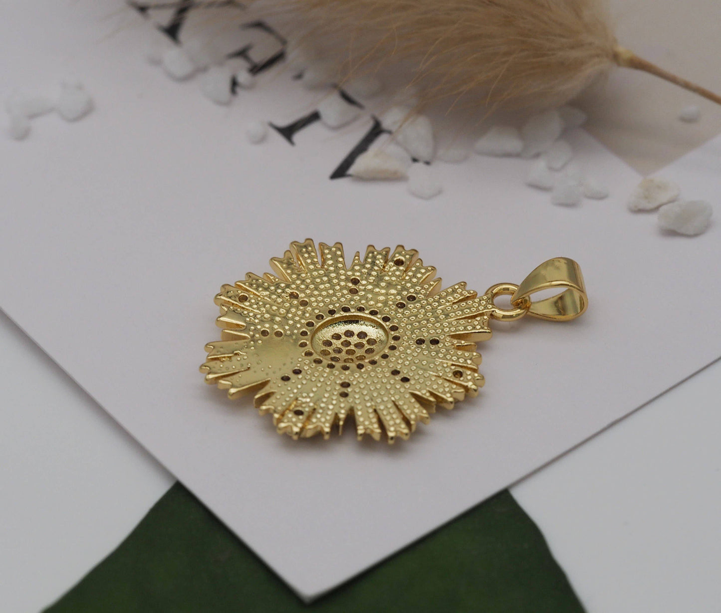 CZ North Star on Flower Charm, Sku#LK625