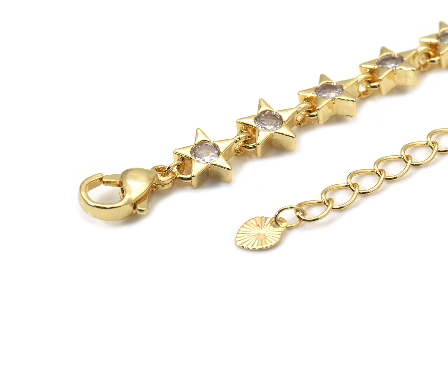GoldClear CZ Star Adjustable Bracelet, Sku#JL168