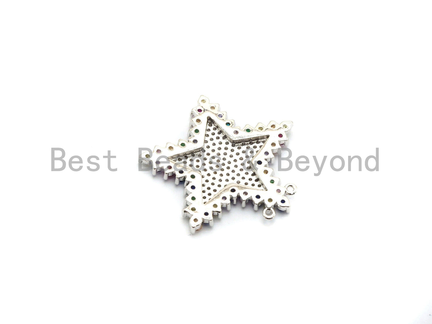 Colorful CZ Clear Micro Pave Star Pendant,Five Star Shaped Pave Pendant,Gold/Rose Gold/Silver/Gunmetal plated,29x31mm, Sku#F716