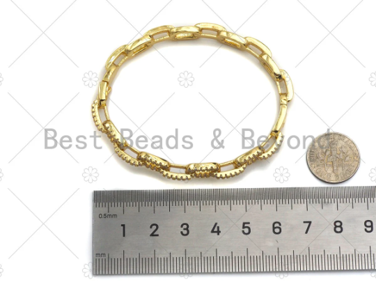 CZ Micro Pave Paper Clip Link Chain Bracelets, sku#LK102