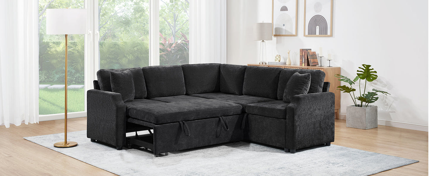 L-shaped Sectional Sofa Bed with Hidden Storage