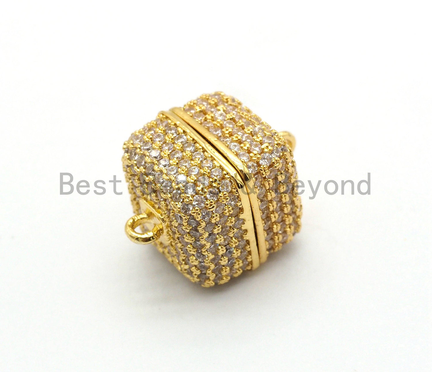 NEW STYLE 8/10/12mm CZ Micro Pave Strong Magnetic Cube Clasp, Cubic Zirconia Magnetic Clasp, Gold Rose Gold Clasp, sku#H134