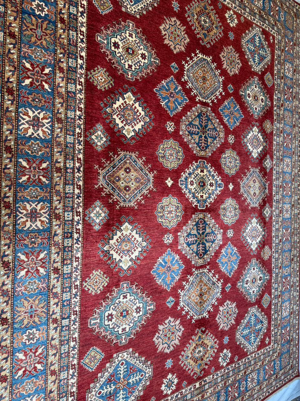 Hand-Knotted Vegetable Dye Kazak Rug from Pakistan,  10' 4" x 13' 5"