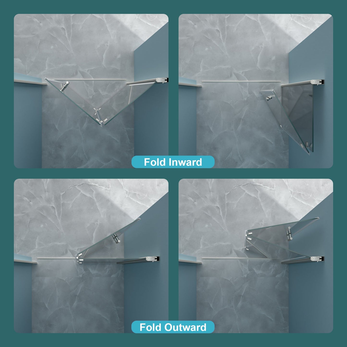 Frameless Shower Door with Tempered Glass - 32"W x 72"H