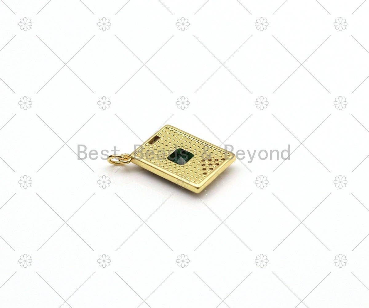 Enamel Colorful Cute Rectangle Folder Shape Pendant, 18K Gold Filled CZ Micro Pave Charm, Neckalce Bracelet Charm Pendant,Sku#LK509