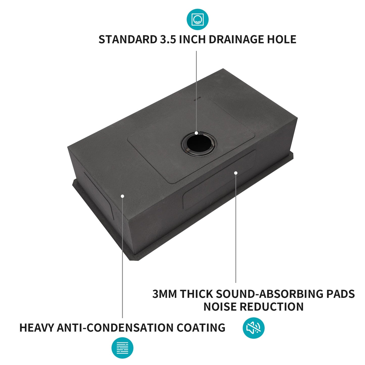 30 Inch Undermount Sink - Gunmetal Finish