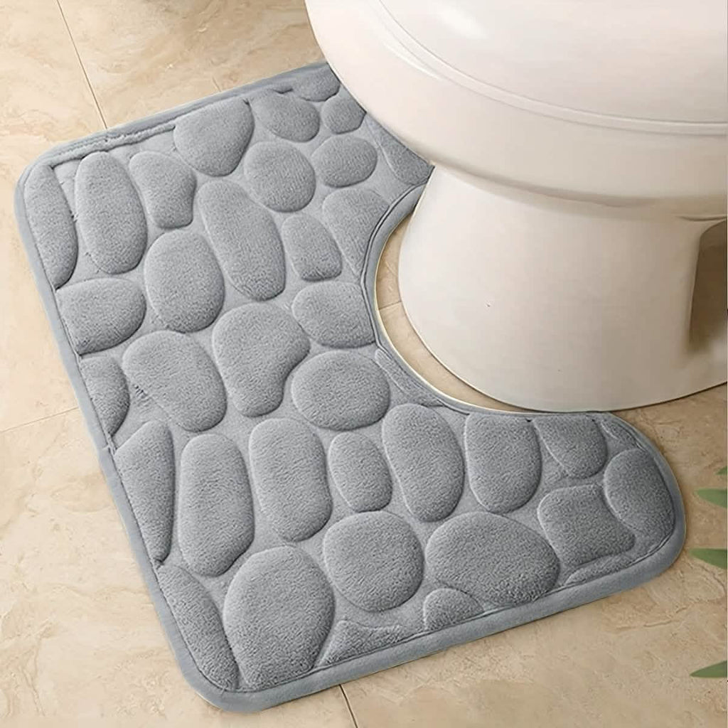 Tapis de bain en mousse à mémoire de forme ultra-douce – Antidérapant, absorbant (Hexagone gris)