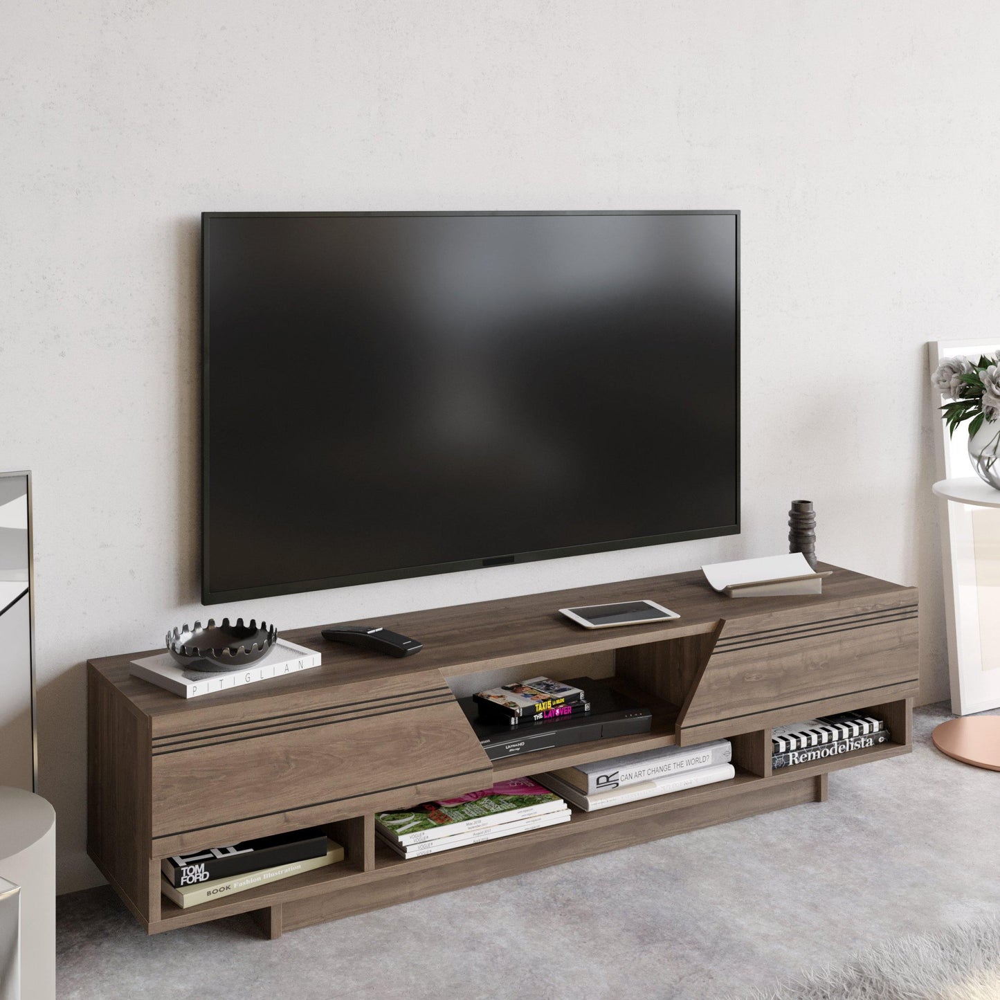 Aspatria 63" TV Stand and Media Console with Cabinets and Shelves fro TVs up to 72"