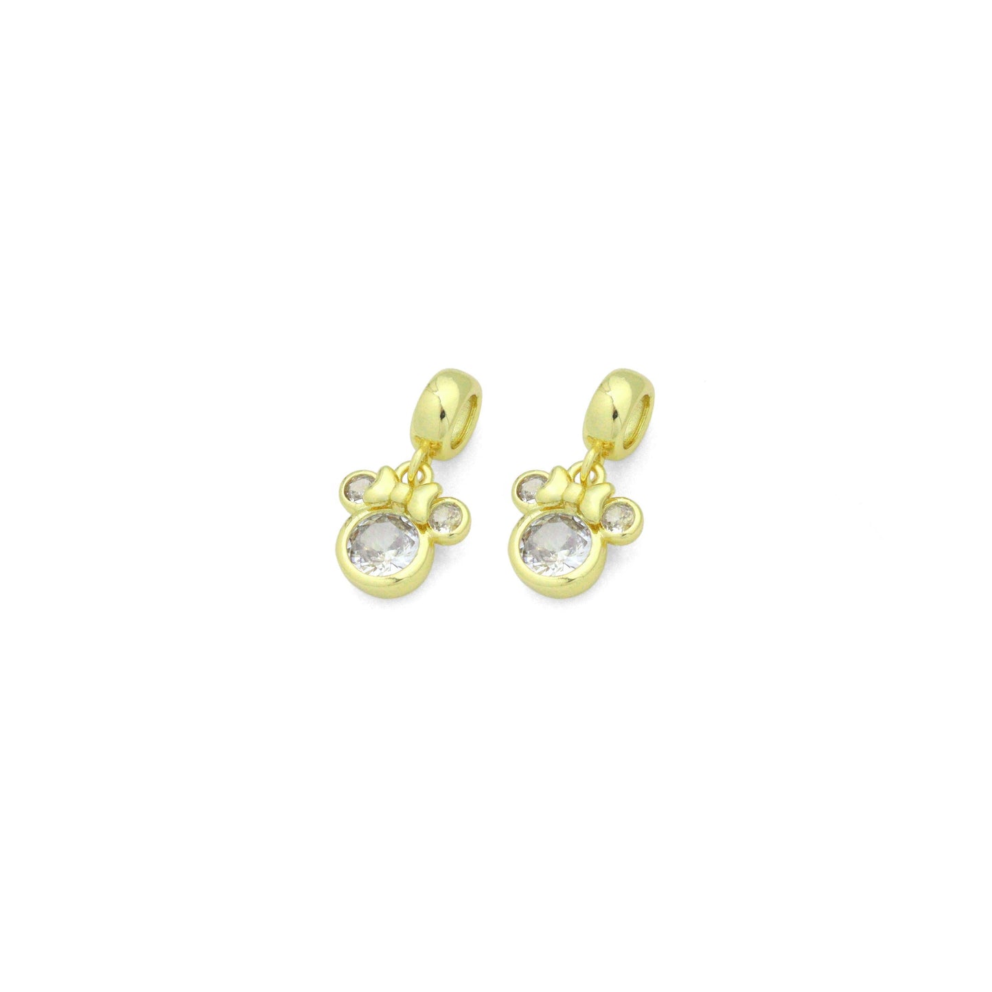 Large Hole CZ bezel bow head Pendant, Sku#LK1168