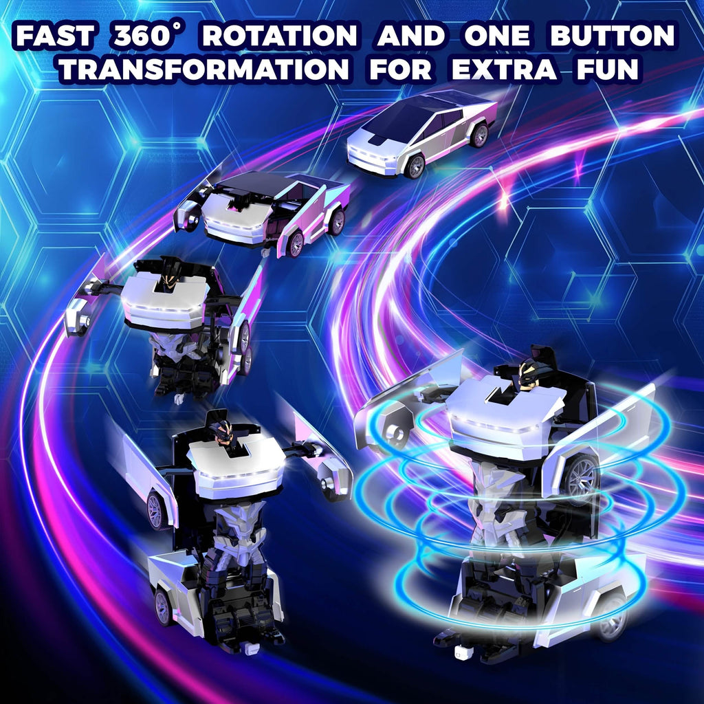 Voiture télécommandée tout-terrain 2,4 GHz – Robot transformable, lumières LED