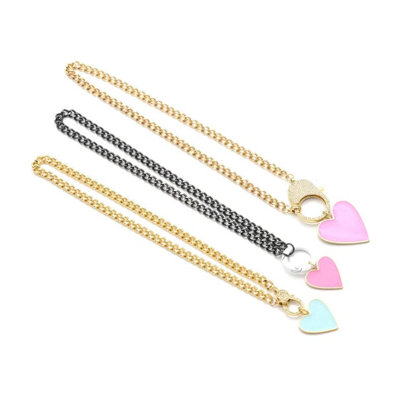 Cuban Chain Heart Necklace,sku#EF320