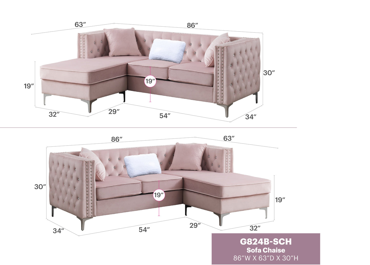 Paige G824B-SC Sofa Chaise