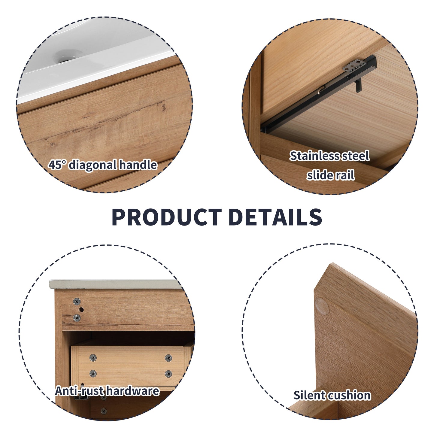 30" Wall Mounting Bathroom Vanity, Soft Close Drawer