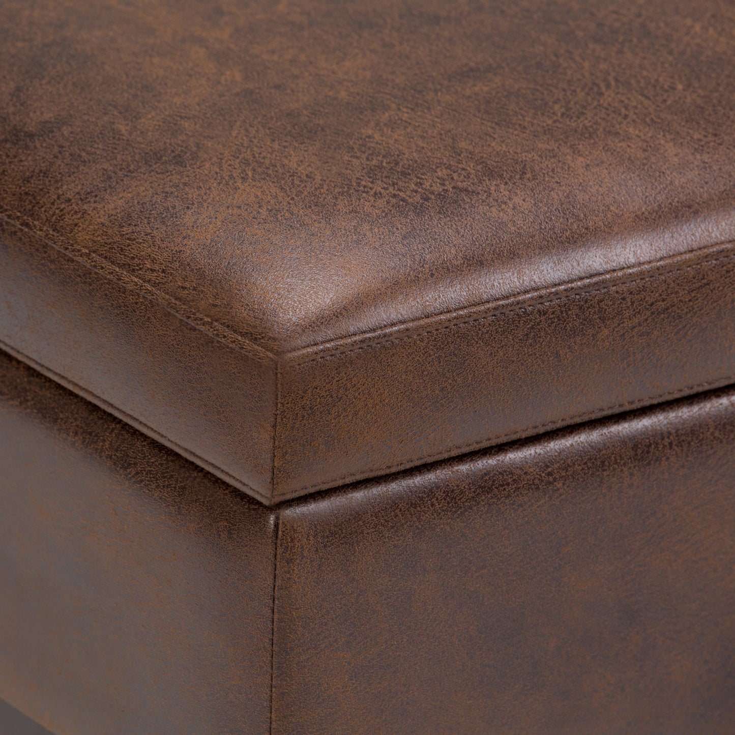 Owen 36 Inch Wide Square Coffee Table Storage Ottoman in Distressed Chestnut