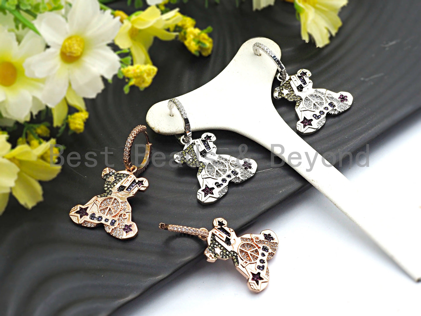 CZ Teddy Bear Earring, Sku#J54