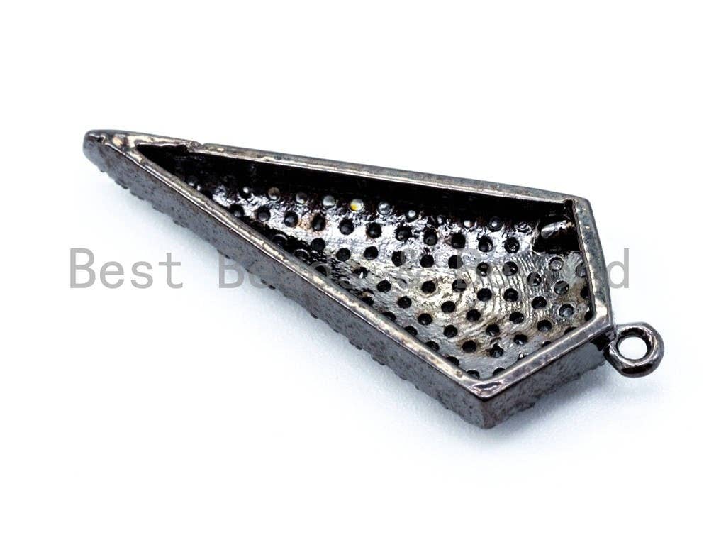 CZ Micro Pave Triangle Pendant, 11x35mm, 12x30mm, Gold/Rose Gold/Silver/Black Pave Pendant Charm, sku#B36