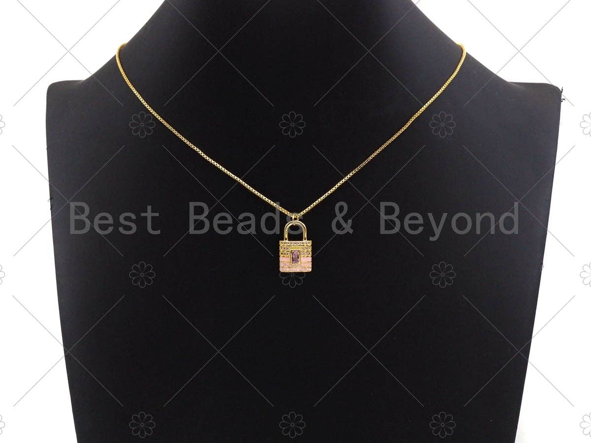Lock Shape pink Pendant/Charm, Pink Mother-of-pearl Lock Pendant, Sku#LK73