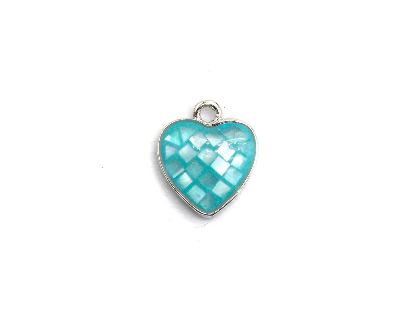 Natural Blue Shell Heart Shape Charm, 12x10mm, Sku#Z314