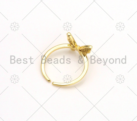 CZ Micro Pave Butterfly Shape Adjustable Ring,18K Gold Filled Butterfly Open Ring, CZ Butterfly Ring, 20mm,Sku#X215