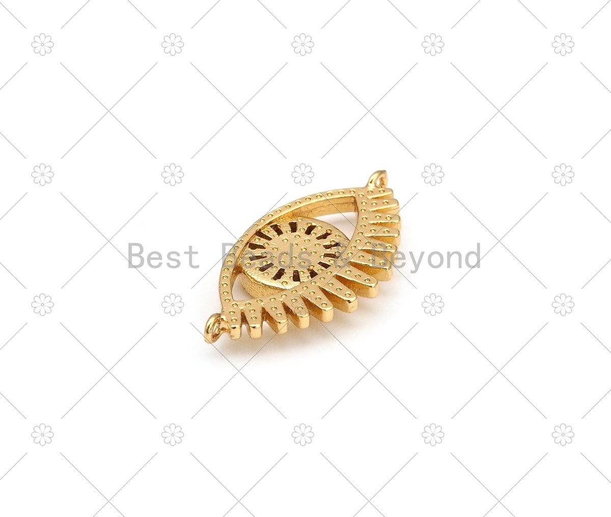 CZ Micropave Evil Eye Shape Pendant, 18K Gold Filled Evil Eye Charm,Necklace Bracelet Charm Pendant, 26x13mm, Sku#JL53