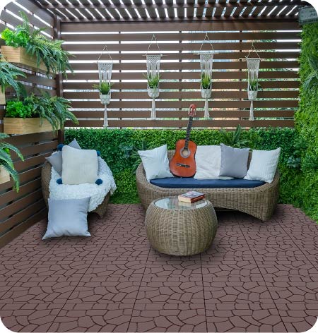 12" Stone Texture Patio Deck Tiles