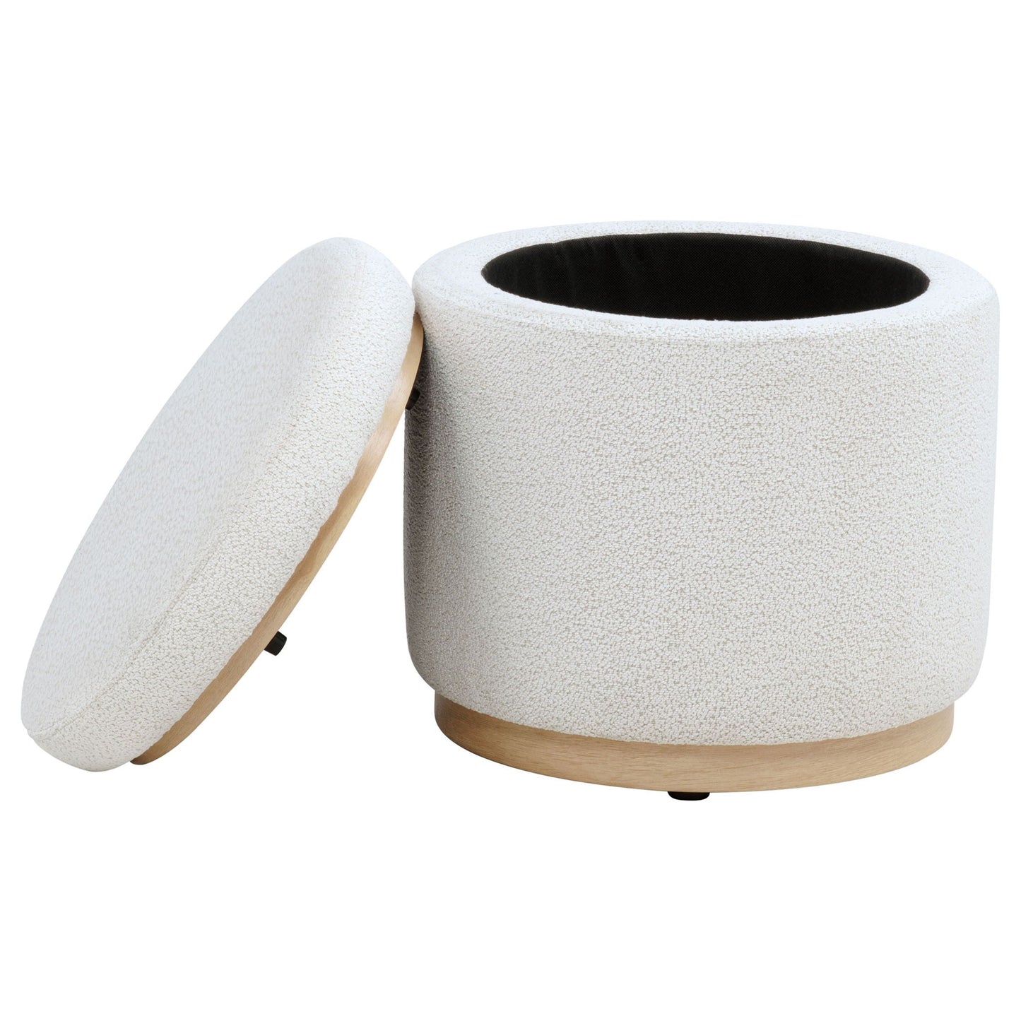 Remuda Boucle Upholstered Round Storage Ottoman Ivory