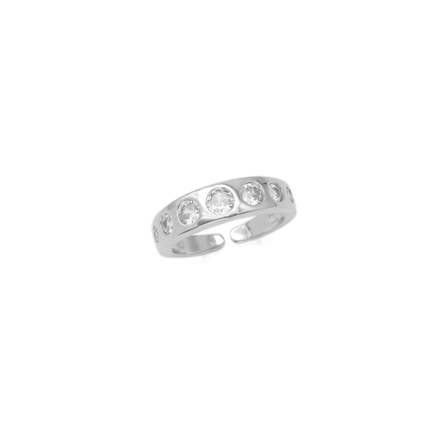 Clear Diamond CZ Silver Adjustable Ring, Sku#A161