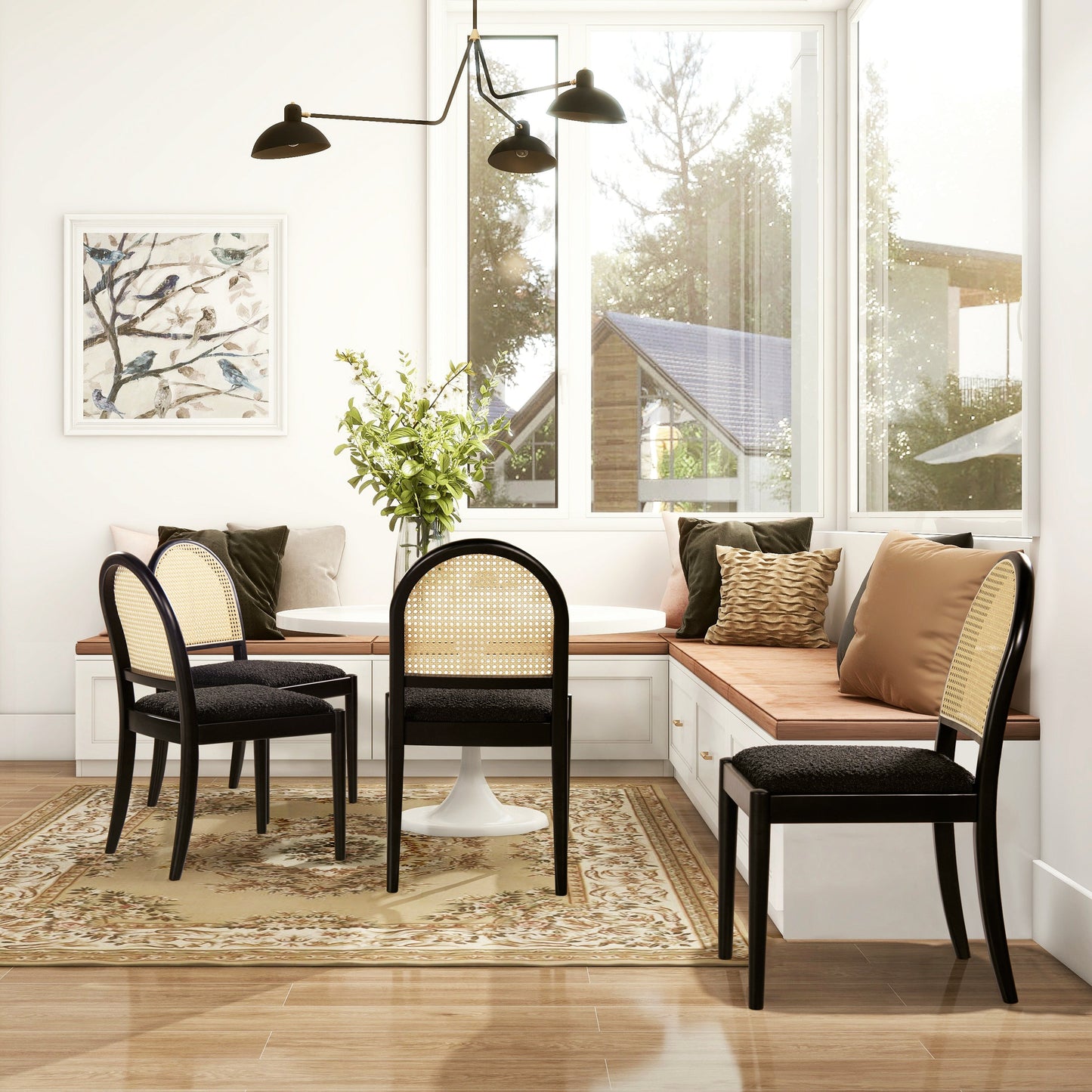 Panama 18.5" Curved Resin Cane Rattan Side Dining Chair Set of 2