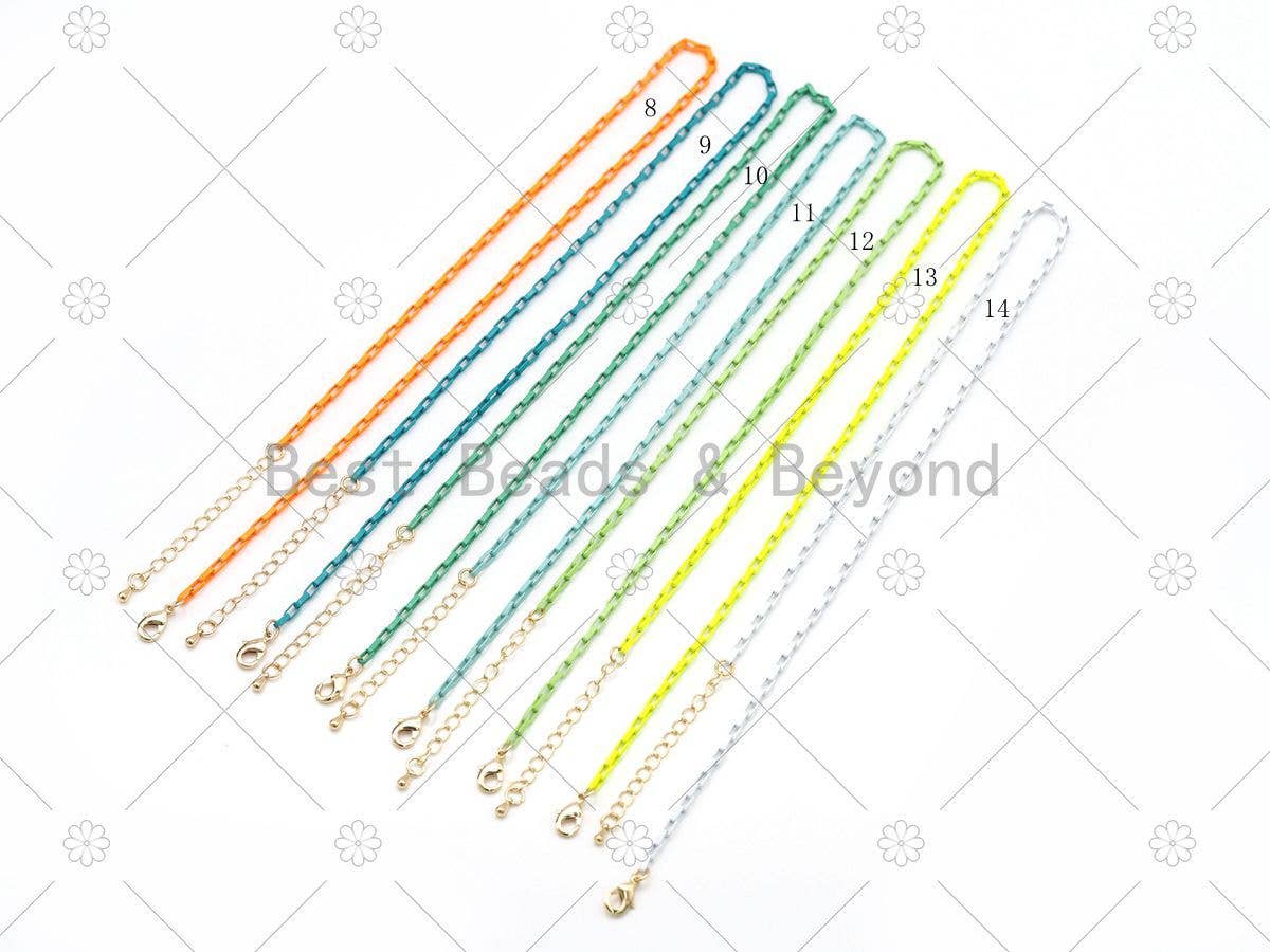16''/18" Thin Enamel Box Chain Necklace, Sku#EF85