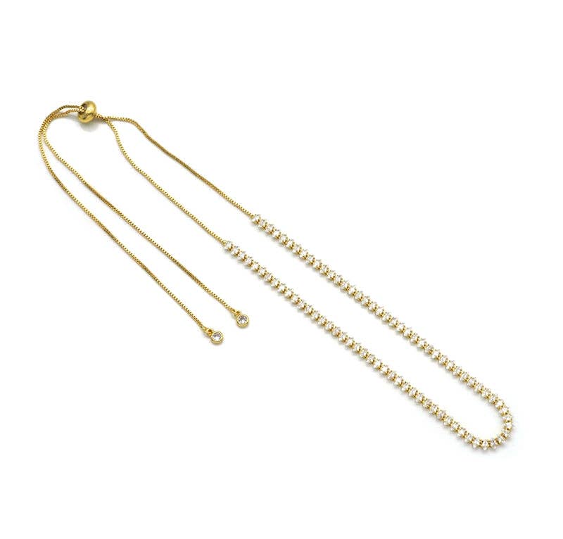 Marquise CZ Tennis necklace, sliding Adjustable Necklace,sku#JL162