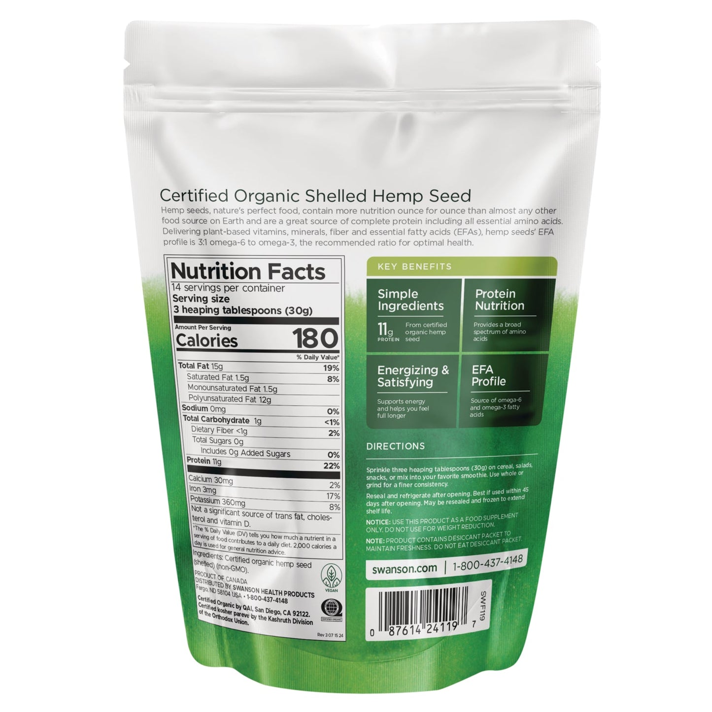 Certified Organic Hemp Seed Shelled