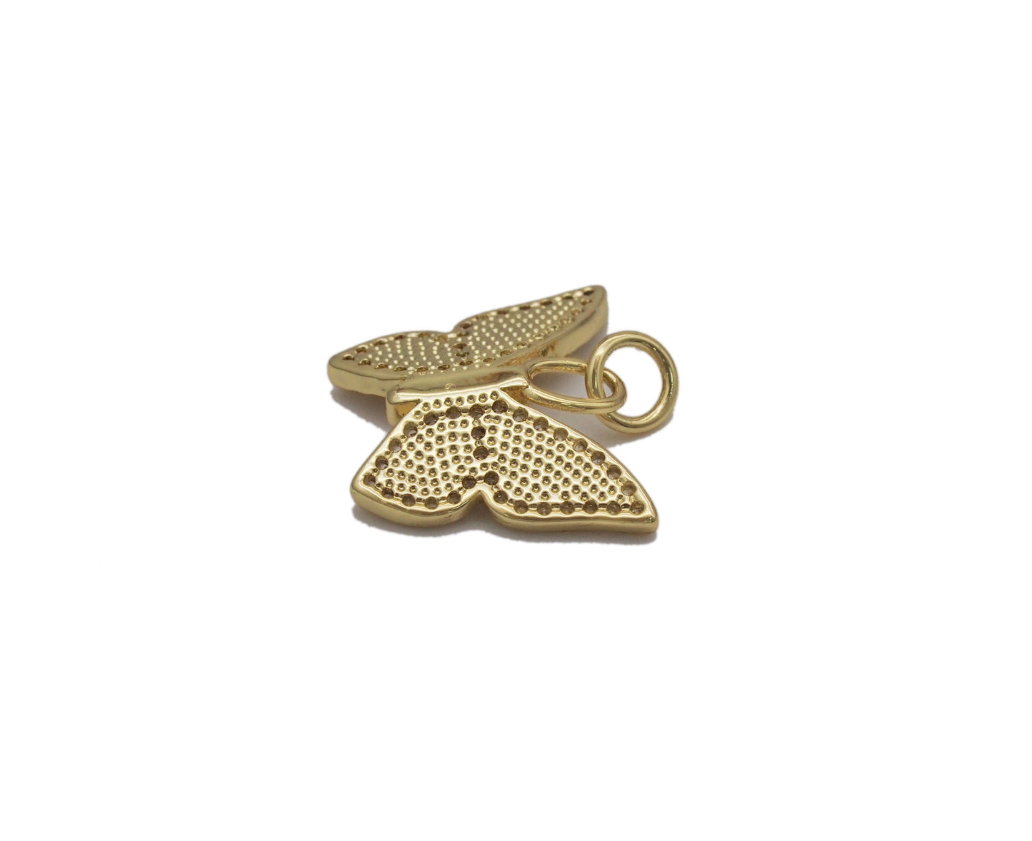 Gold CZ Butterfly Charm, Sku#L700