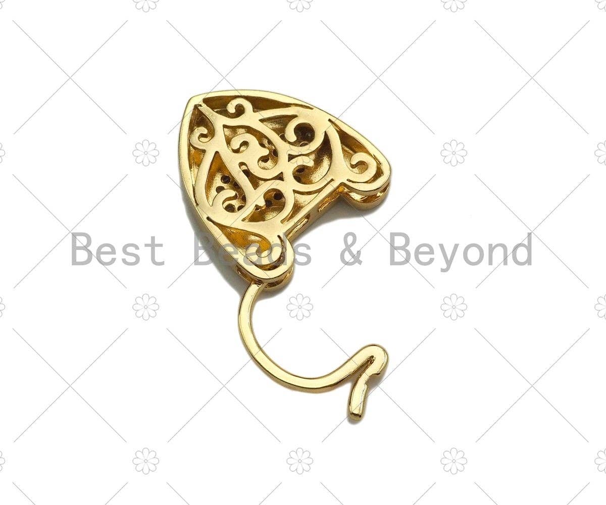 CZ Micro Pave Lips Padlock Clasp Charms, Lip CZ On Padlock Clasp, Gold Charm Pendant, Padlock Necklace Charm Connector, 17x24mm, Sku#K161