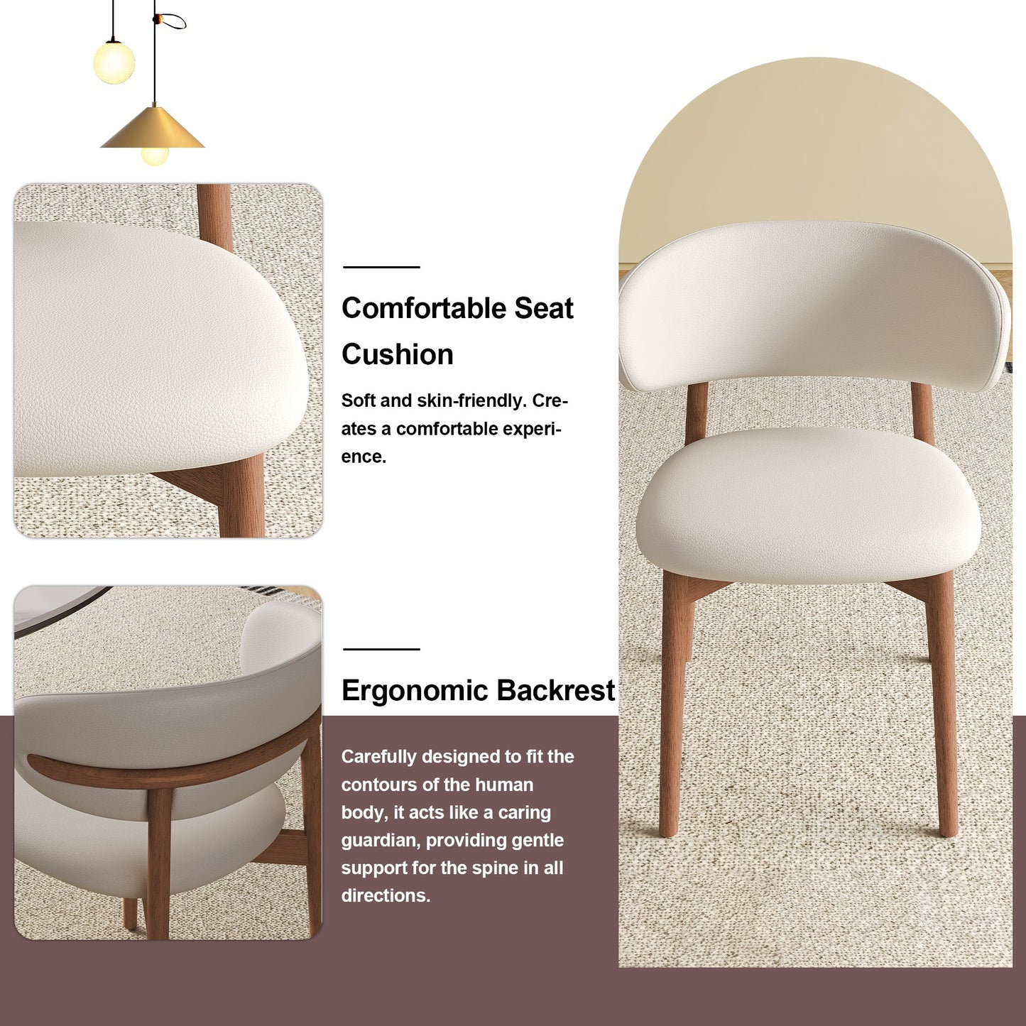 Mid-Century Modern Wood Feet Dining Chair Set of 2