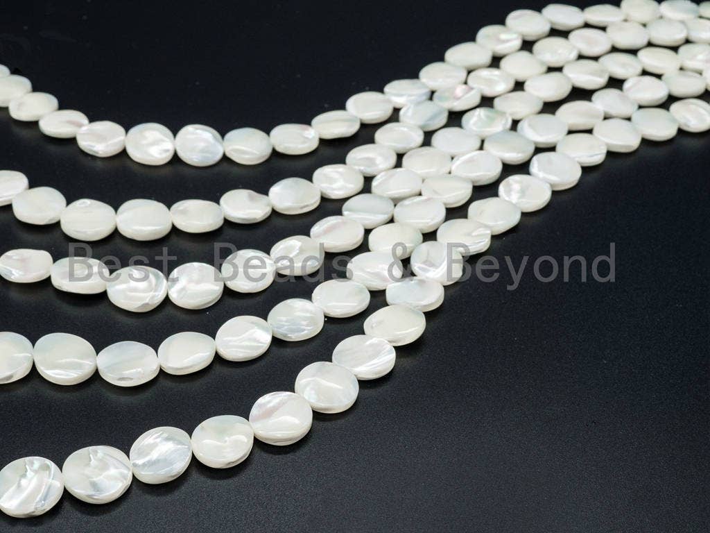 High Quality White Mother of Pearl, Mop Shell, Flat Round White Shell,Coin Smooth Beads,6mm/10mm/12mm/15mm/18mm/20mm, 15inch strand,SKU#T7