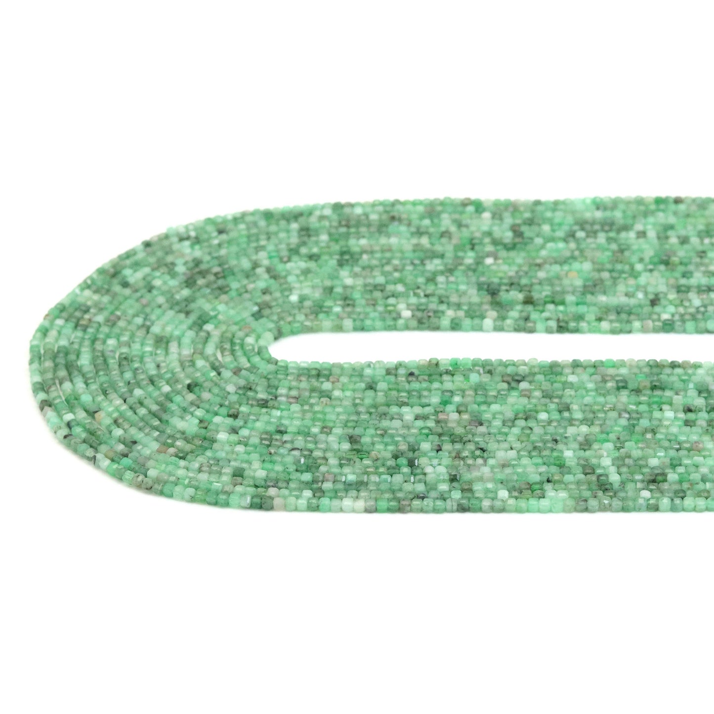 2.5mm Faceted Cube Genuine Emerald Beads, Sku#U1931
