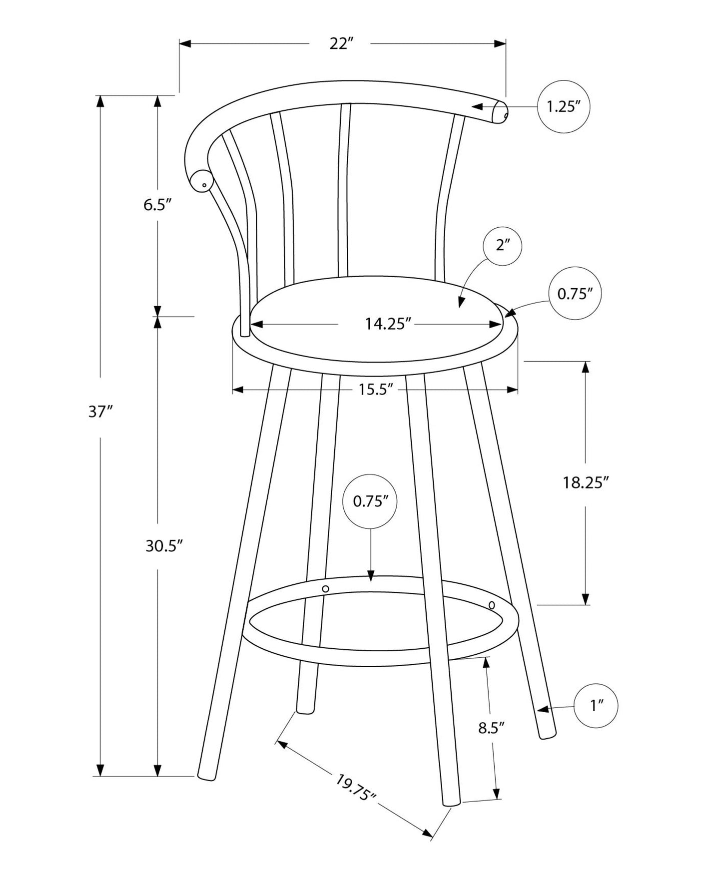 Barstool, Set Of 2, Swivel, Bar Height