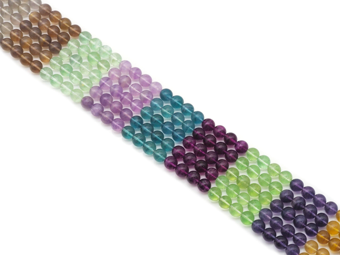 Genuine High Quality Multicolor Fluorite Round Smooth Beads, Sku#U1377