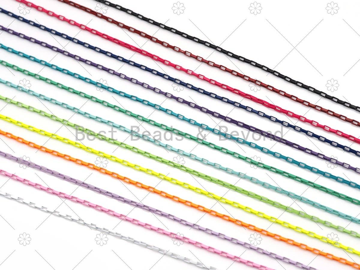 16''/18" Thin Enamel Box Chain Necklace, Sku#EF85