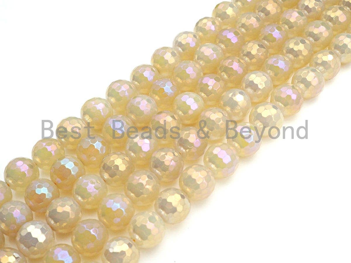 NEW Mystic Plated Natural Golden AB color Agate beads, 6mm/8mm/10mm/12mm Agate, 15.5" Full Strand, Sku#U755C