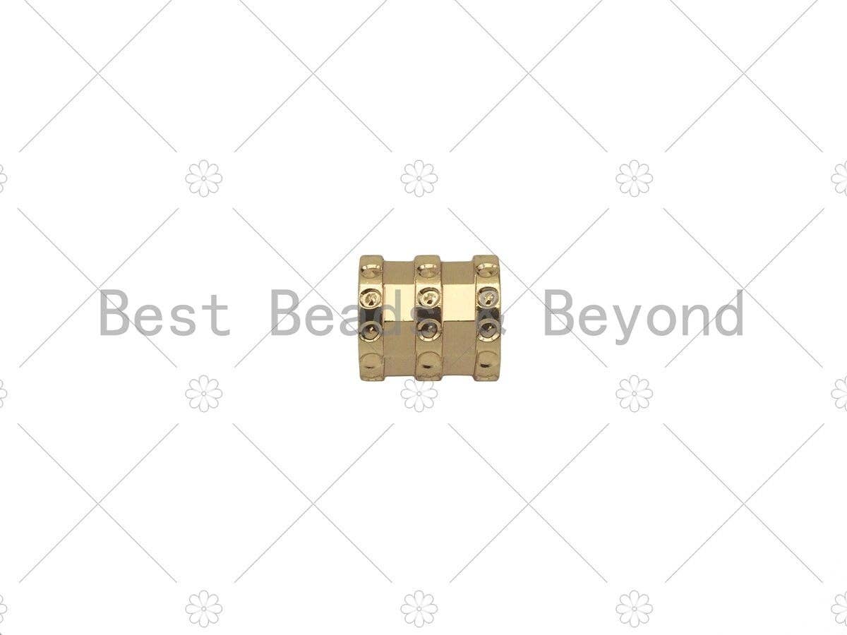14K Gold High Polished Drum Tube Spacer Beads, Cylinder Beads, Men's Jewelry Findings, Bracelet Necklace Spacer Beads,6x7mm, Sku#ZX08