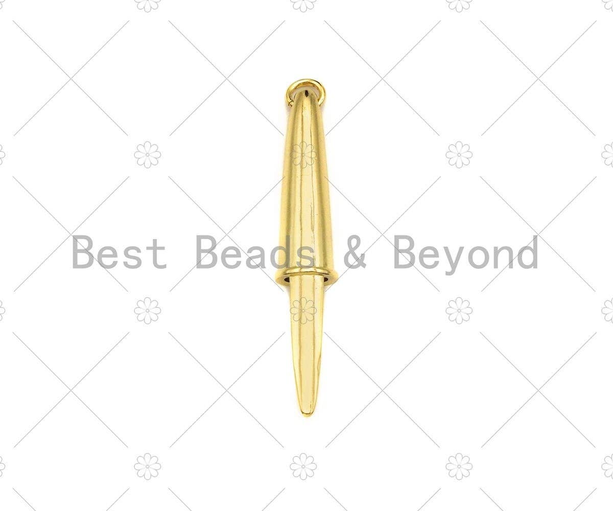 18K Dainty Gold Pen Cap Shape Pendant/Charm, Necklace Bracelet Charm Pendant,9x50mm, Sku#LK268