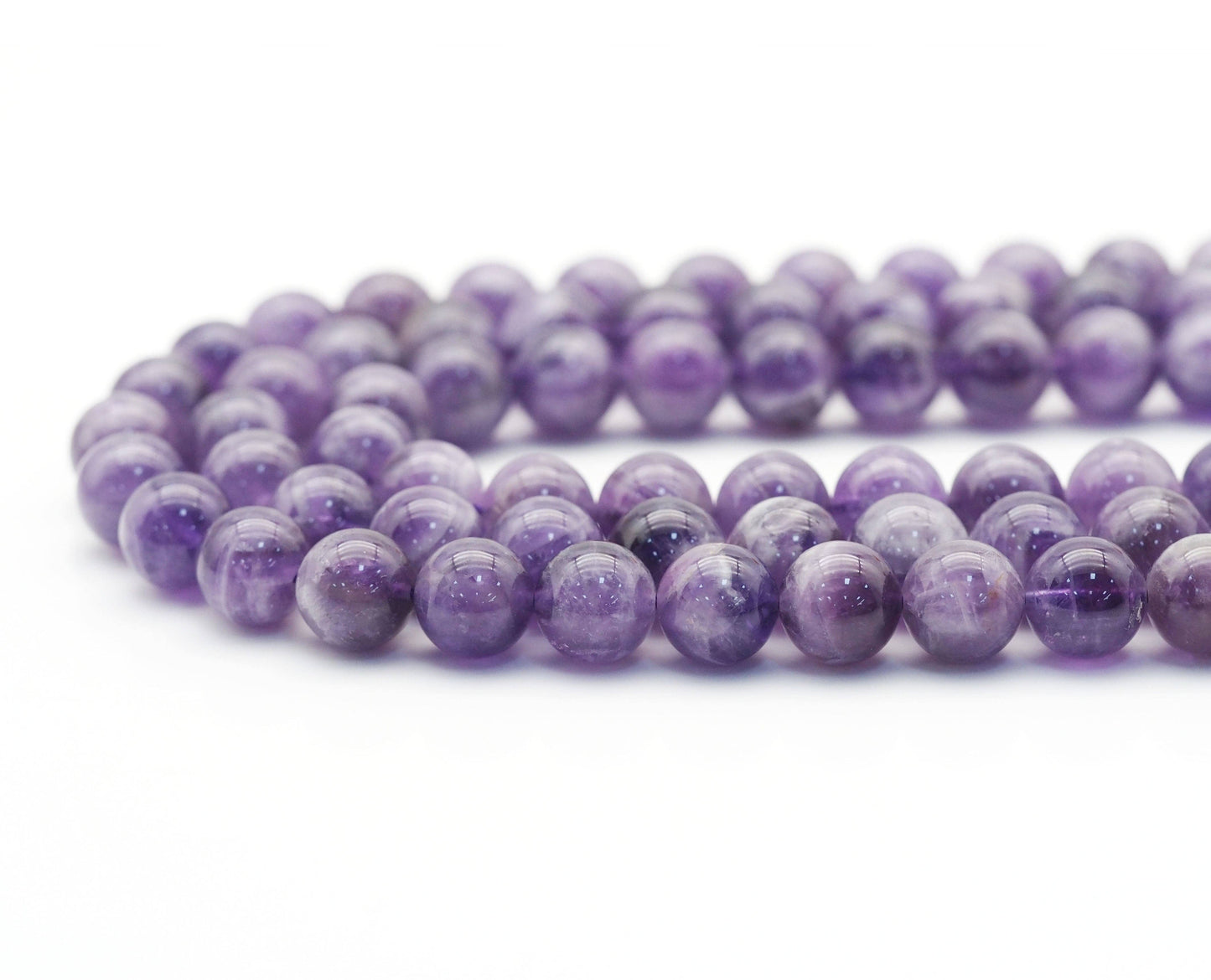 High Quality Genuine Dog Teeth Amethyst Round Smooth Beads,