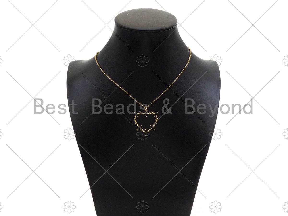 Gold Filled Heart Frame Shape Pendant, Black Micro Pace CZ 18K Gold Filled Charm, Necklace Bracelet Charm Pendant,28x30mm,Sku#Z1356