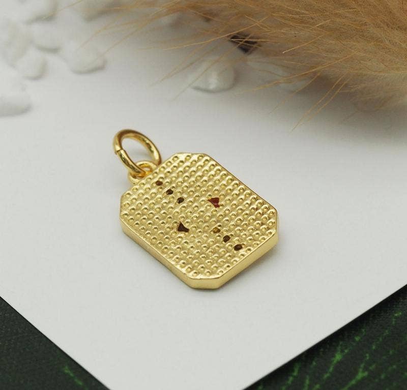 CZ Enamel Evil Eye On Rectangle Pendant, Sku#Z1434