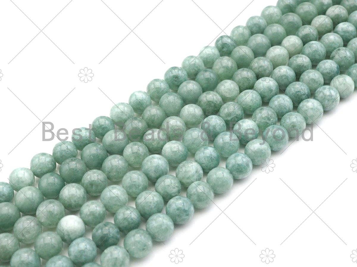 Natural Linden Green Jade, 6mm/8mm/10mm Round Smooth Jade, Dyed Jade, 15.5'' Full Strand, Sku#U994