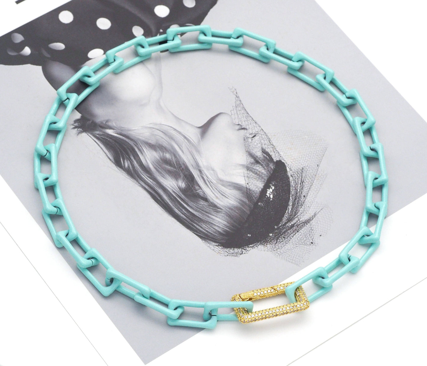 Enamel Statement necklace with Rectangle clasp, sku#EF228